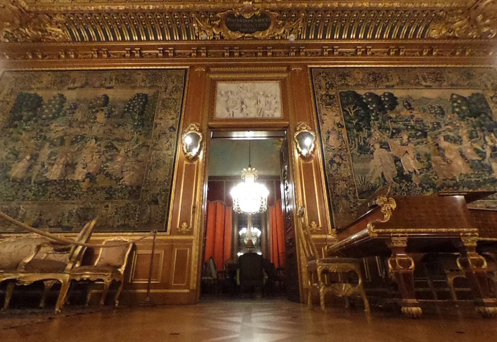 Gilded walls, historic tapestries and a grand piano in the Hallwyl Museum’s Great Drawing Room